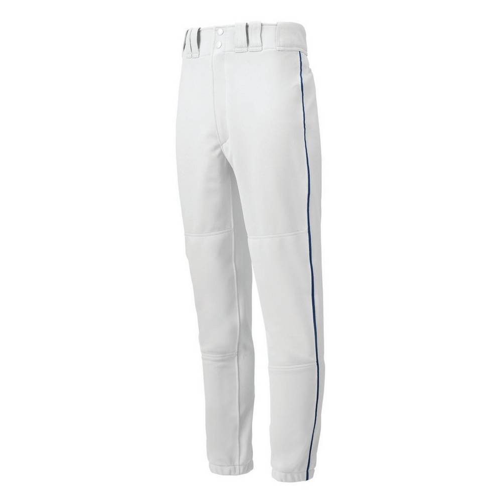 Pantaloni Mizuno Baseball Premier Piped Uomo - Bianche/Blu Marino - 78524-GWTC